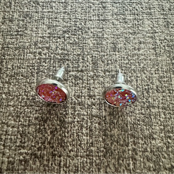 Sparkling Pink Stud Earrings - Picture 3 of 4